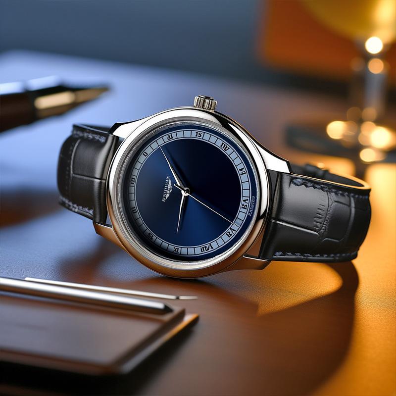 Men Wristwatch Business Quartz Clock Simple Leather Watch
