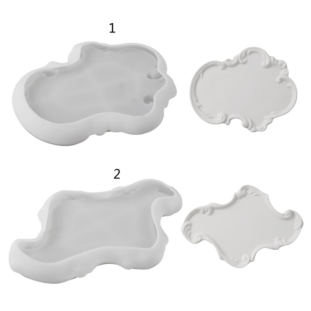 Crystal Droplet Gypsum Cement Mould European Tray Mold Silicone Storage Plate Organiser Mould with Delicate Lace Relief