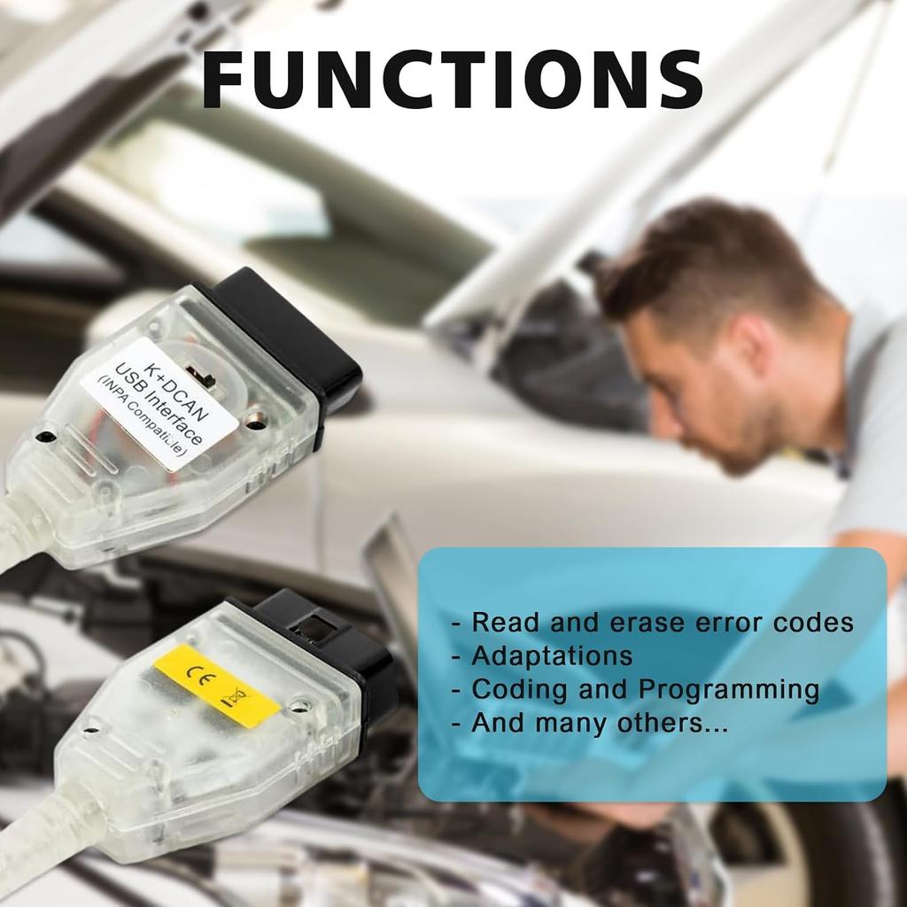 K DCAN Cable for BMW with FT232RL Chip OBD2 Scanner Diagnostic Tool | K+CAN Cable with Switch USB To OBD2 Connector,obdii for BMW E Series 1998-2019
