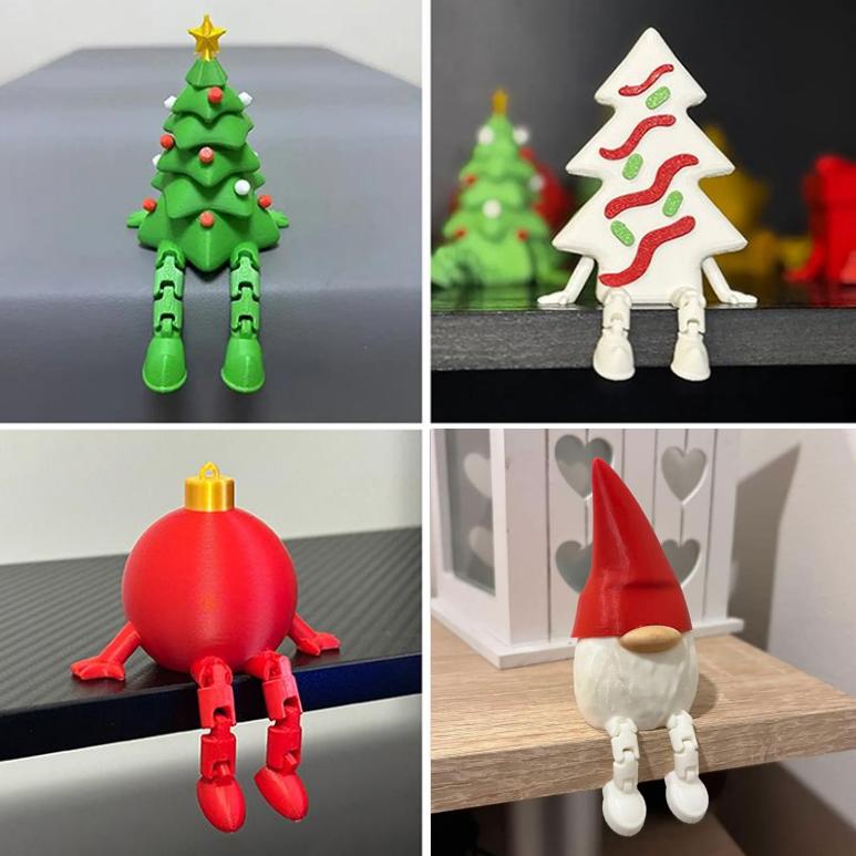 3D spausdintas Kalėdų eglutės žaisliukas, Kalėdų eglutės papuošimas su judančia jungtimi, Kalėdinės dekoracijos, Šventinė stalo puošmena, Statulėlė
