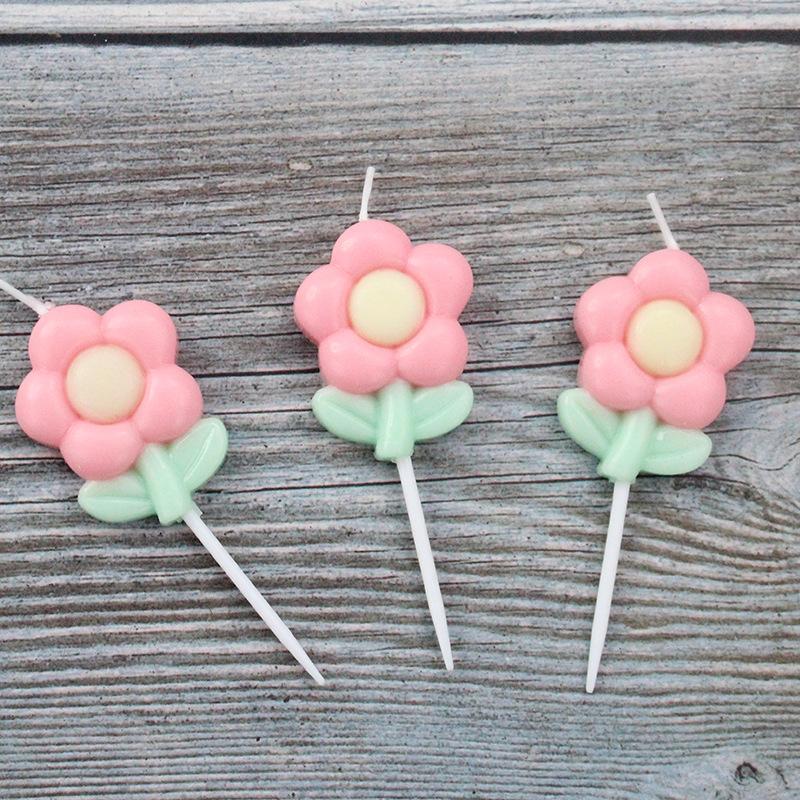 Ins Wind Flowers Birthday Candles Spring Retro Color Cartoon Tulip Children Party Baking Candles