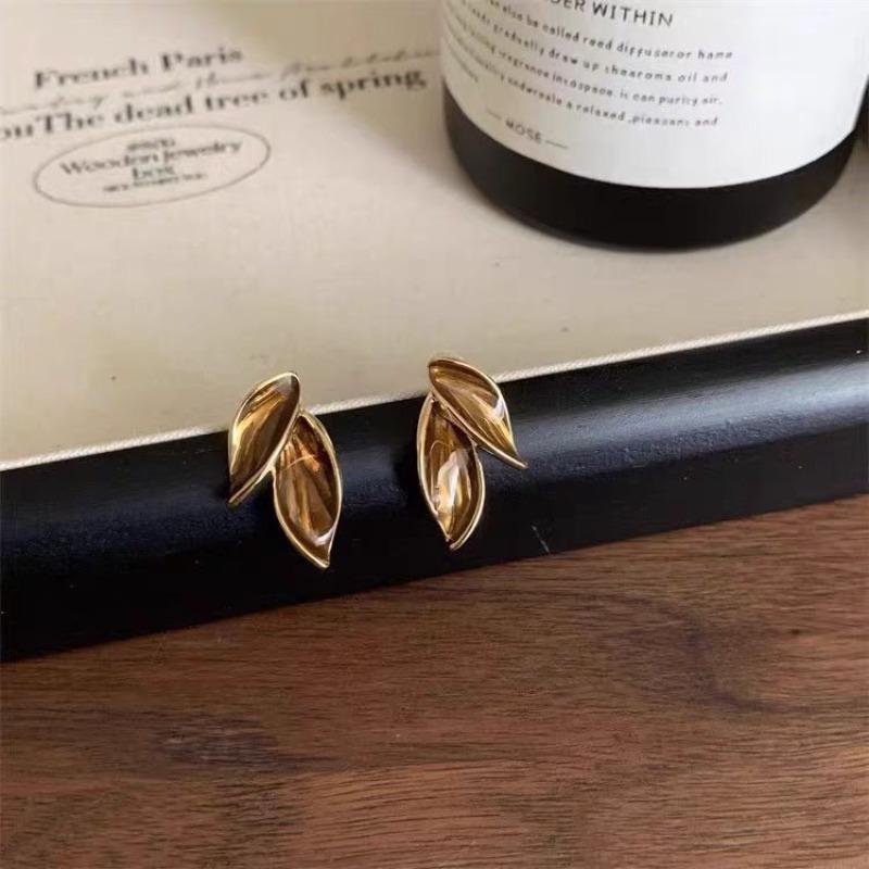 Maillard Amber Retro Hong Kong Style Earrings Women's Light Luxury High-end Niche Earrings Earrings