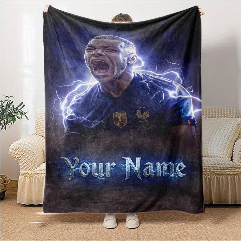 Mbappé Personalized Name Blanket Cozy Customizable Blanket Comfortable Perfect for Picnics Bedding Office Chair Office for All Occasions