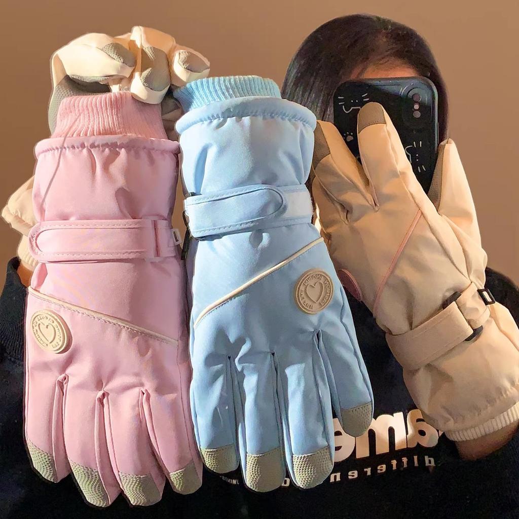 Ski Gloves Men's and Women's 2026 New Autumn and Winter Velvet Thickened Warm and Cold Touch Screen Electric Vehicle Riding Gloves