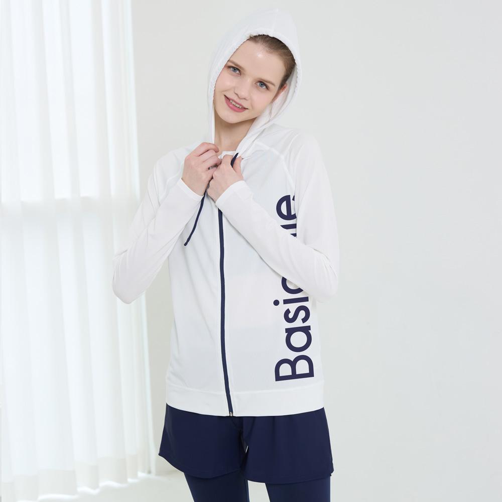 Beijigelleu Hooded Zip-Up Rash Guard Shorts Leggings Set Bel-X202N Navy