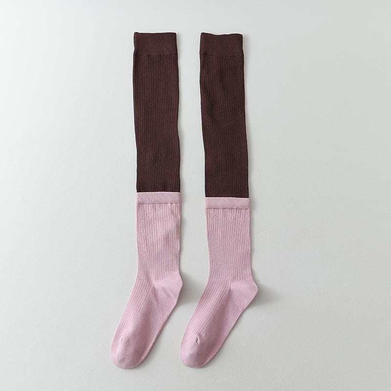 Γκρι Μεγάλη Αντίθεση Χρωμάτων, Διπλό Στόμα Κολέγιο Στυλ Κάλτσες Σωλήνας, Γυναικείες Κάλτσες Πάνω από το Γόνατο, Μακριές Κάλτσες, Ψηλές Κάλτσες, Κάλτσες Μπότας, Κόκκινες Κάλτσες