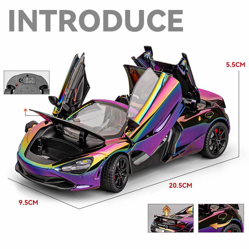 1:24 720S Spider Alloy Car Model Sound and Light Pull Back Children's Toy Collectibles Birthday Gift