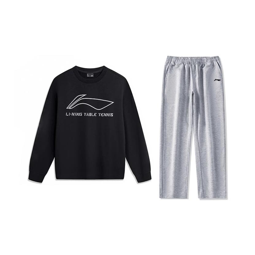 

Li Ning Логотип Принт Модный Свободный Удобный Универсальный Пуловер с Круглым Вырезом Толстовка Повседневный Спортивный Костюм Унисекс толстовка AWDTD13-1+AKLU881-2 S