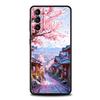 Phone Case for Samsung Galaxy S25 Edge S24 S23 S22 S20 S21 FE Ultra S10 Plus Soft TPU Japanese Style Temple And Cherry Blossoms