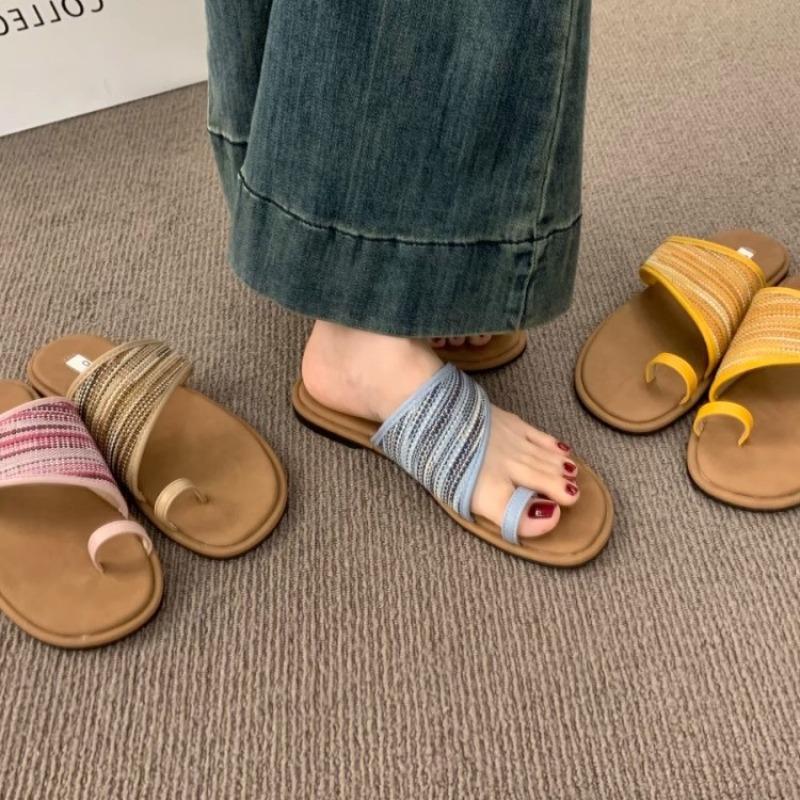 Fashion Hot Sellingm 2025 new Women's Flat Toe-Sling Sandals Design Sensation Beach Casual Slip-On Slipper Style Polyester Lining Rubber