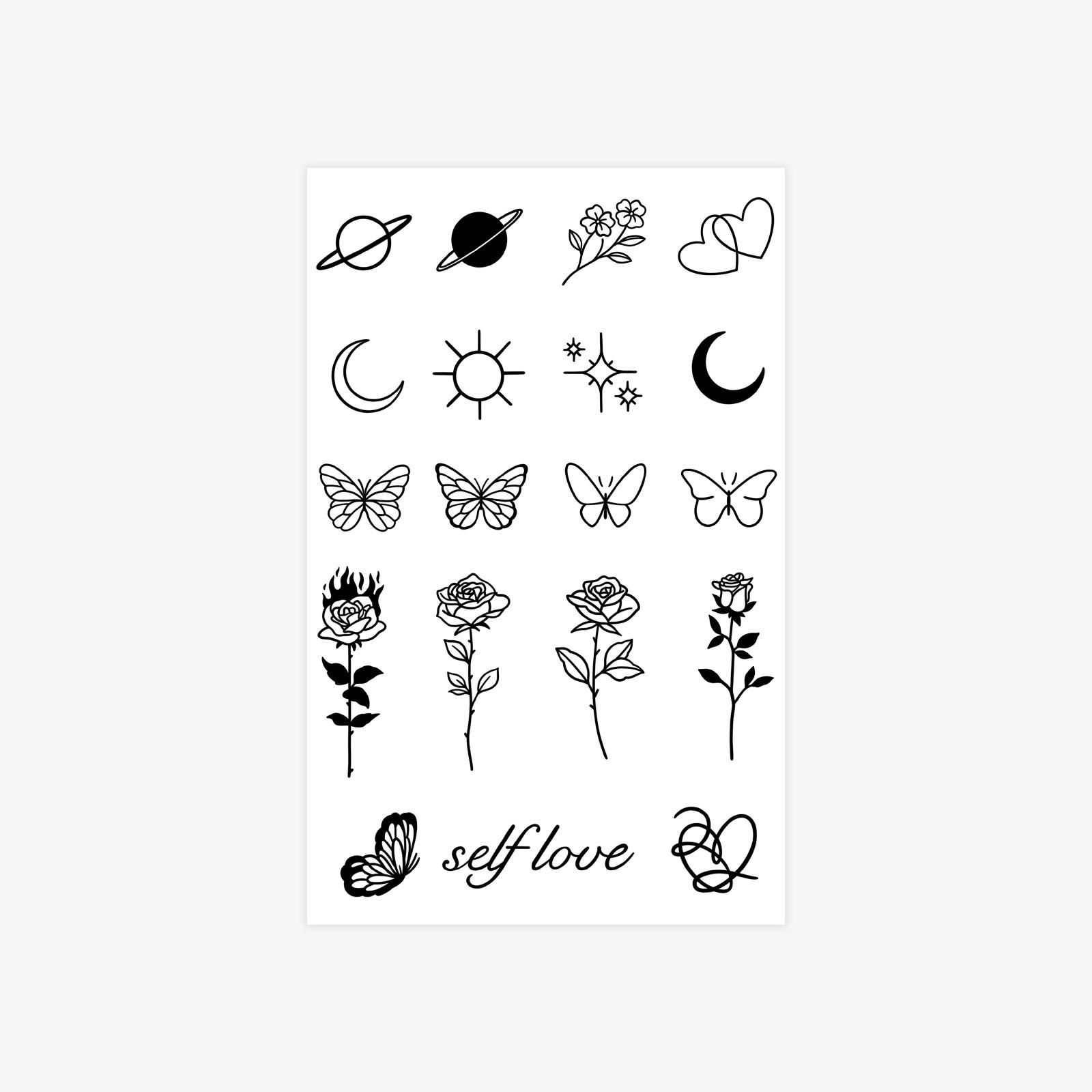 

Herbal Tattoo Stickers Ins Roses Star Moon Butterfly Lasting Waterproof Female Semi-Permanent Tattoo Stickers 12*19