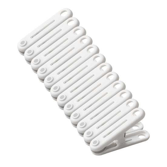 12 шт. Прочные Нескользящие Прищепки для Белья с Ветрозащитой, Пластиковые Мягкие Накладки, Не Оставляющие Следов Прищепки белый