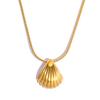 Classic Shell Pendant Necklace for Women - Hypoallergenic 18K Gold Plated Stainless Steel - Minimalist Dainty Beach Jewelry