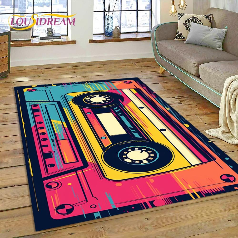 Retro Music Cassette Tape Retro Recorder CD Instrument Carpet Rug for Bedroom Living Room Home Sofa Decoration Decor Floor Mat