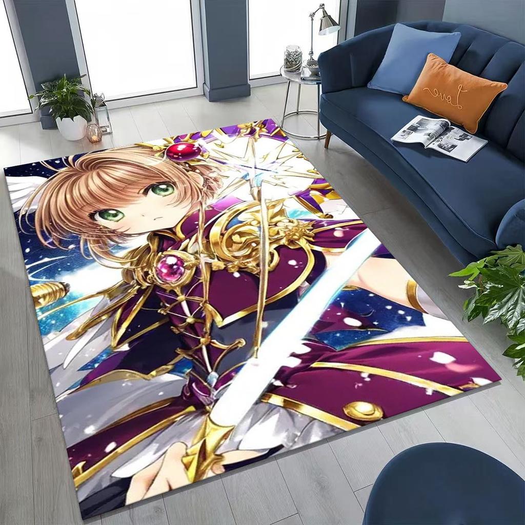 Cute Cartoon Card Captor Sakura Magic Girl Anime Art Rug for Bedroom Living Room Sofa Home Doormat Decor,Kids Non-slip Floor Mat