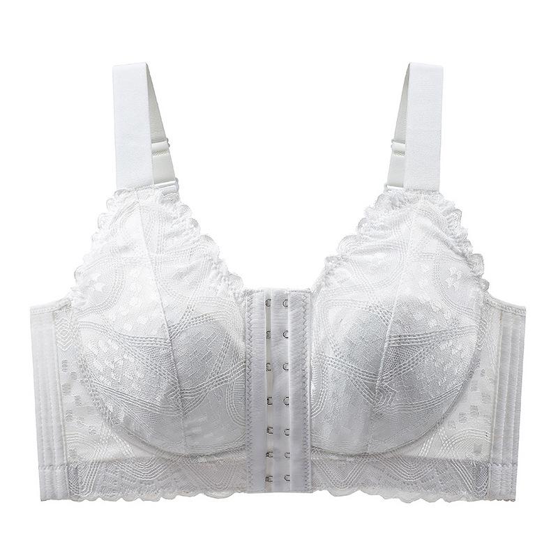 Breathable large size lace underwear women's no steel rim gathering tube top adjustment type breast collection anti-sagging sexy bra