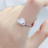 Vintage Chic Lovely Rabbit Finger Rings For Women Girls Bunny Animal Rabbit Ear Moon Knuckles Opening Rings Charm Jewelry Gifts