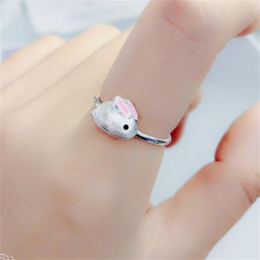 Vintage Chic Lovely Rabbit Finger Rings For Women Girls Bunny Animal Rabbit Ear Moon Knuckles Opening Rings Charm Jewelry Gifts