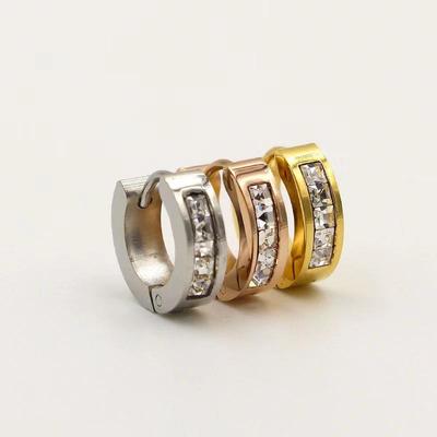 Ohrringe mit Schnalle im koreanischen Stil aus Titanstahl mit Flash-Diamanten für Männer und Frauen