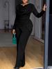 Spring Bestseller Women's Fashion Pleated Waist Long Sleeve Jumpsuit Set