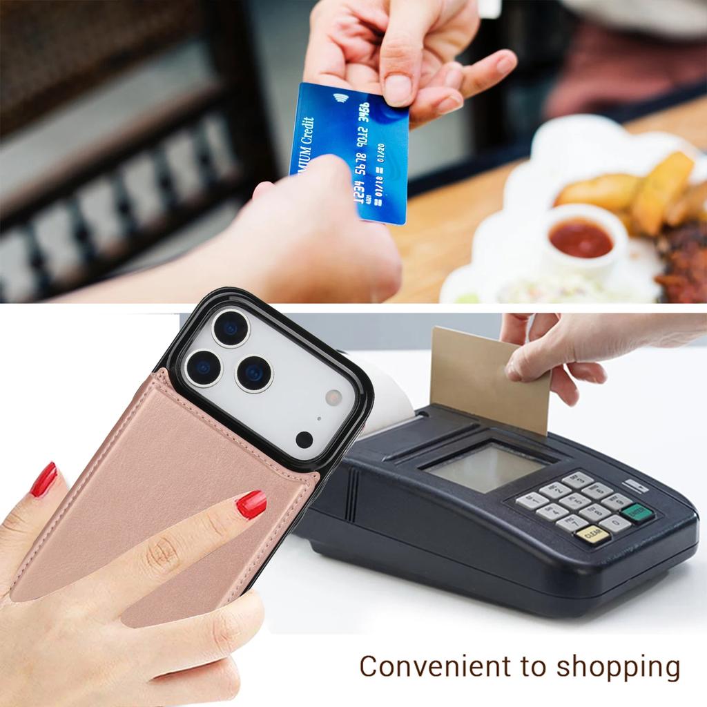 Double Buckle with Card Holder Solid Color PU Leather Cover for IPhone 17 Air 16E 16 Pro Max 15 14 Plus 13 12 11 8 7 6 Case