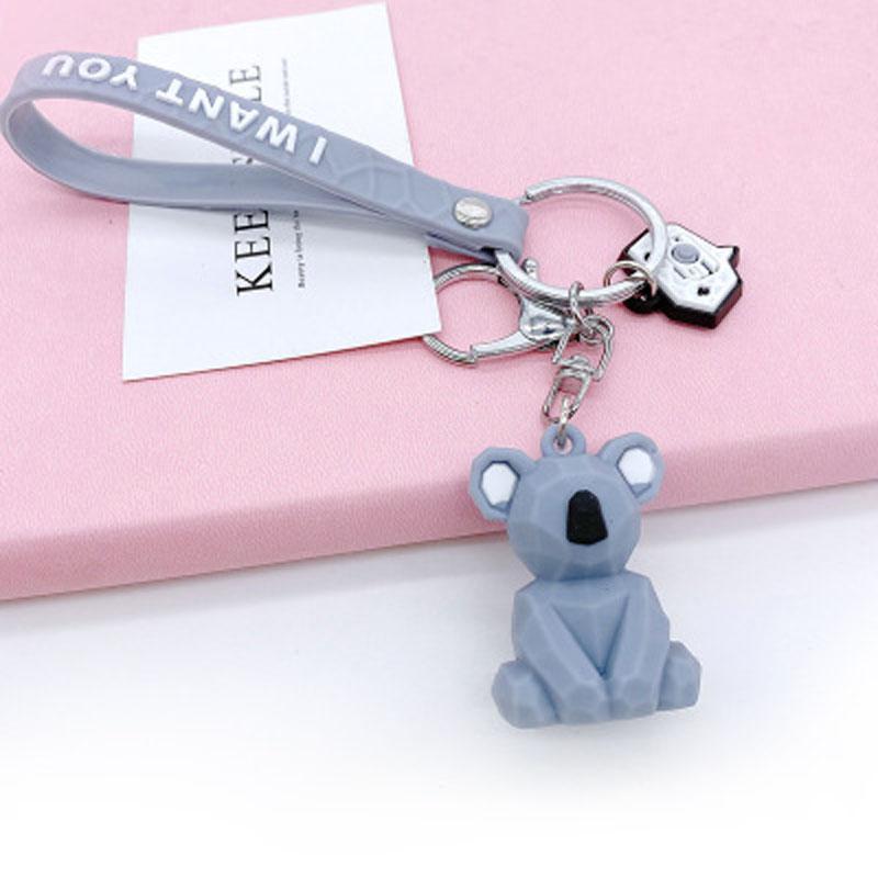 1 Pcs Creative Cartoon Geometric Faceted Dinosaur Panda Doll Keychain Couple Car Key Ring Backpack Hanging Gift