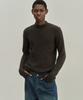 NOIRER Camel Ribbed Mock Neck Sweater (Brown)