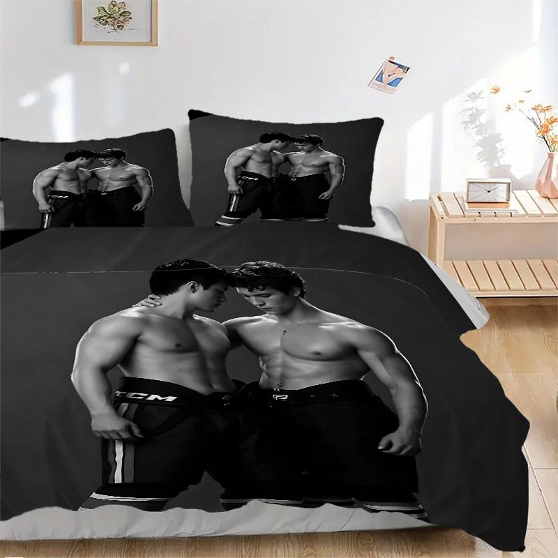 Ccm Hockey Players Print 3Pcs Bedding Set,Duvet Cover with 2 Bedro,Pillowcase Home Birthday Gift