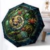 Forest Circle Pattern Umbrella, Portable and Foldable Design, 8 Ribs, a Casual Accessory for Halloween, Christmas, and Birthday Gifts.