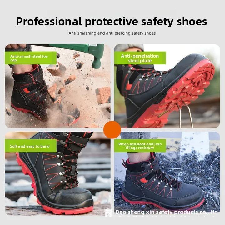 Men Work Safety Shoes High Top Anti-smash Work Sneakers Anti-Piercing Work Boots Steel Toe Indestructible Shoes for Man Safety Boots