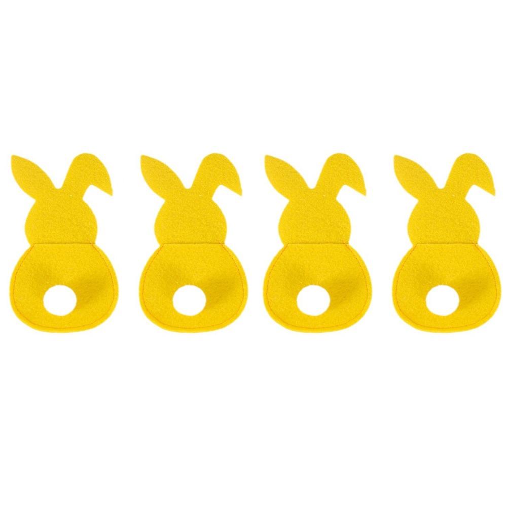 4pcs Rabbit Easter Fork Bag Reusable Cutlery Holder Bag Cute Easter Bunny Utensil Holder  Felt