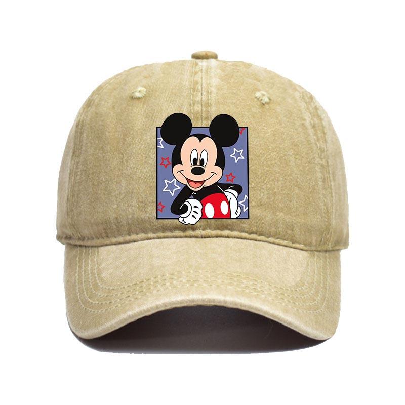 Retro Washed Mickey Mouse Print Baseball Cap Men Women Vintage Kpop Snapback Cap Adjustable Breathable Trucker Hat Sunscreen Hat