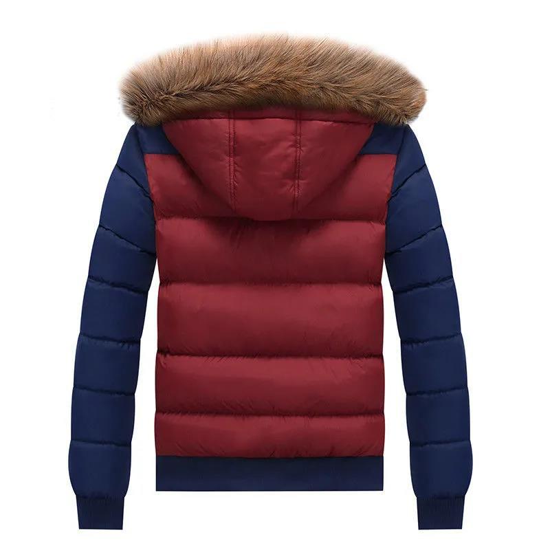 Large Fur Collar Down Jacket Winter Men's Cotton Padded Jacket Thick Warm Coat Slim Casual Men's Jacket