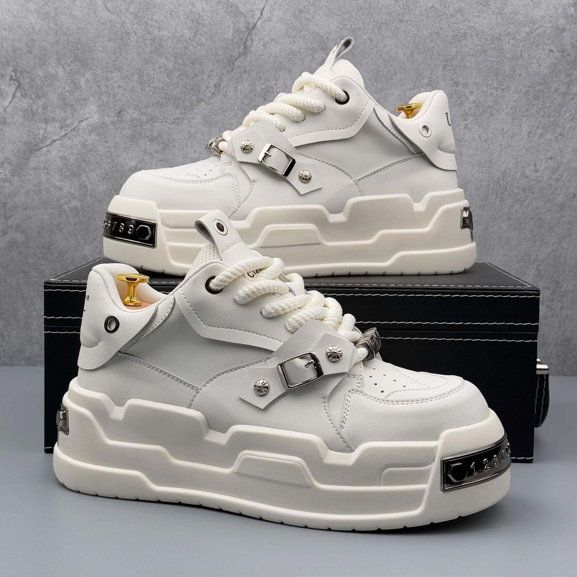 

Мужские кроссовки оригинального дизайна на толстой подошве, увеличивающие рост, всесезонные, новые премиальные повседневные кроссовки, модные, трендовые 44 белый