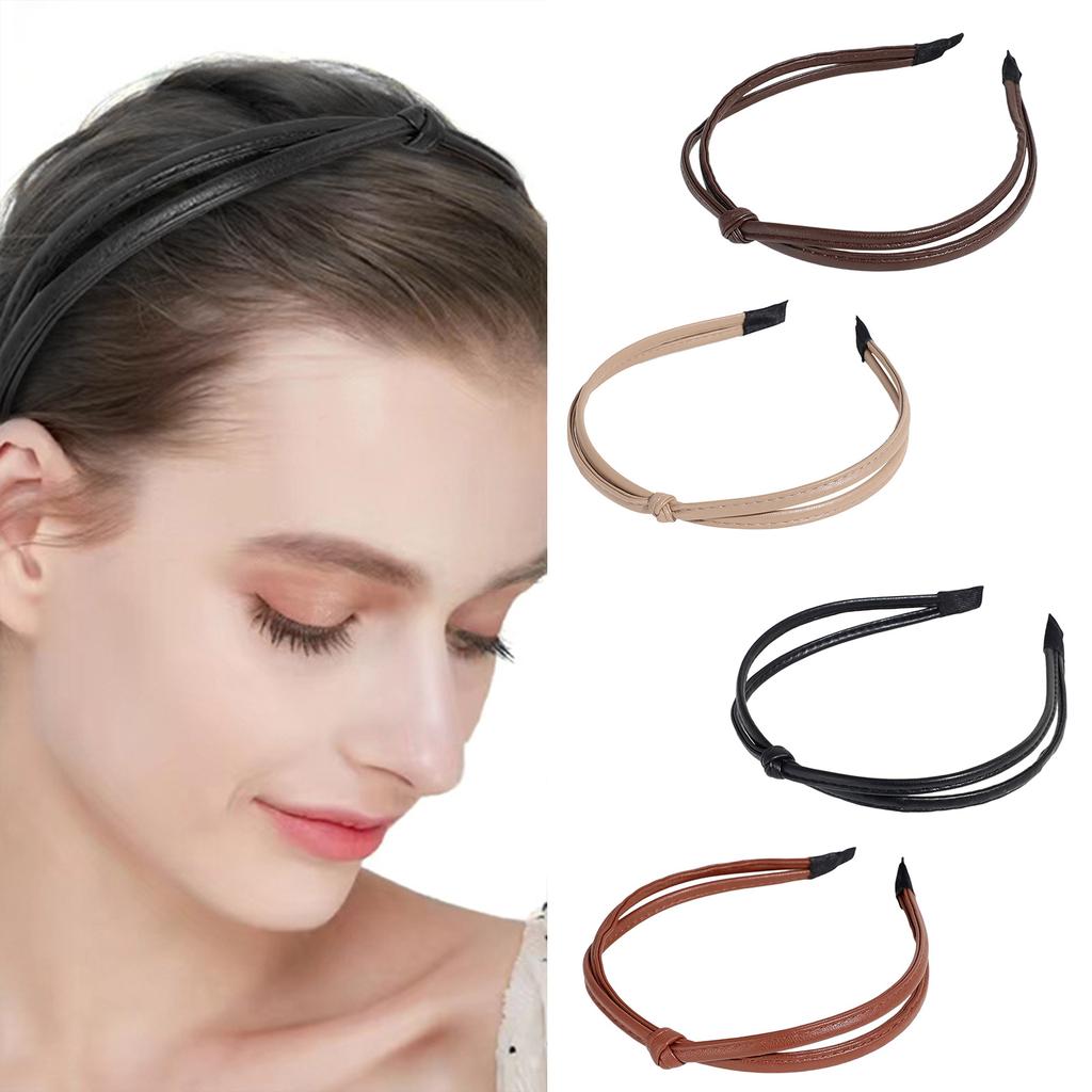 Elegant PU Leather Headband for Casual Wear Women Hairhoop Fashion Headpieces Accessories Knotted Headband Hair Decors
