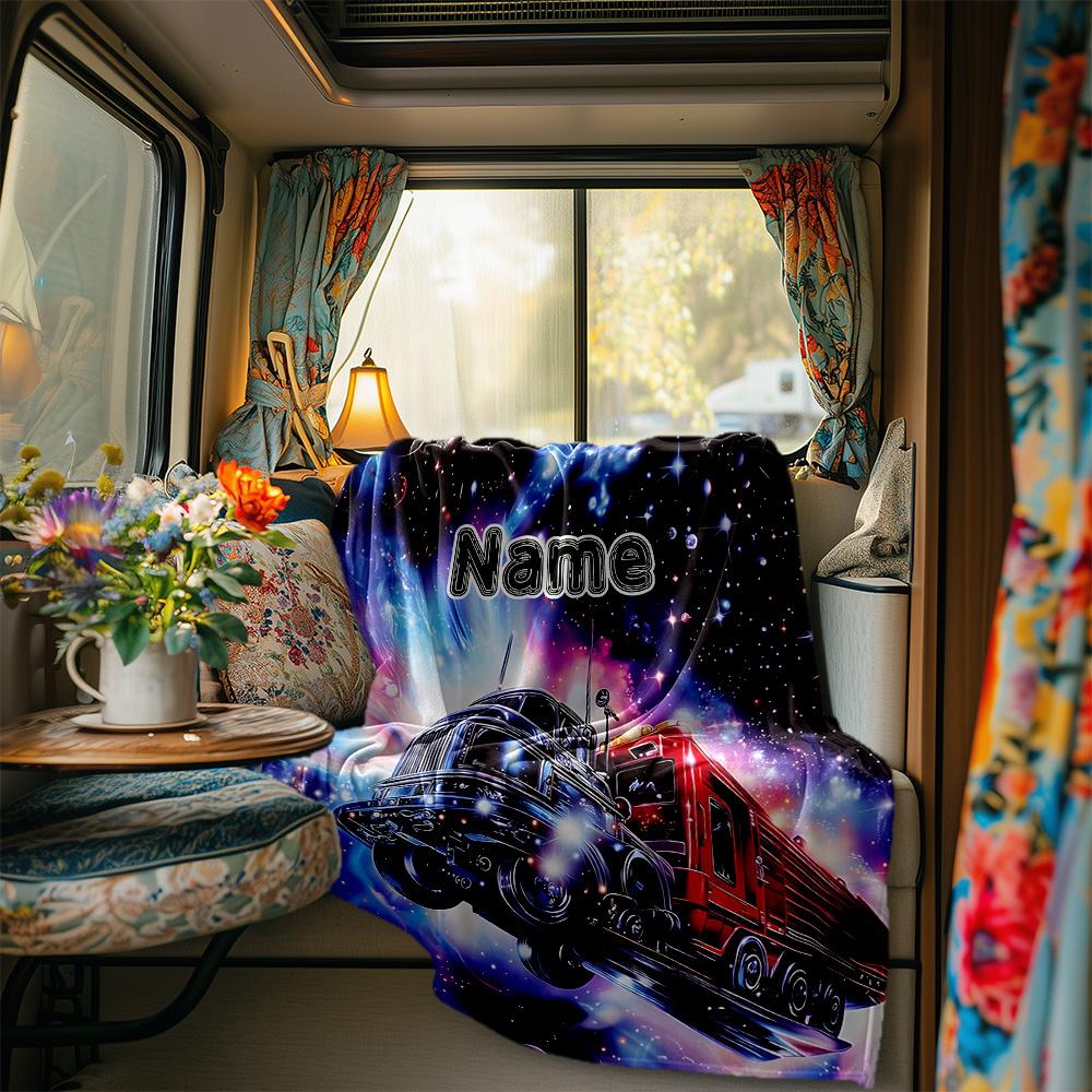 Cosmic Truck Adventure In The Starry Night Blanketcustomize Your Name Lightweight Comfortable And Stylish Blanket For Travel Bed Home Chair Office