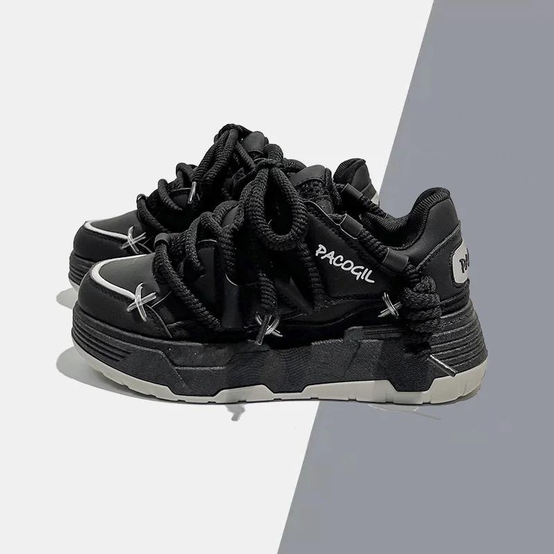 Cute Harajuku Sneakers Women's Running Shoes New Blue Thick Platform Sneakers Students Outdoor Casual Pink Vulcanized Shoes 42