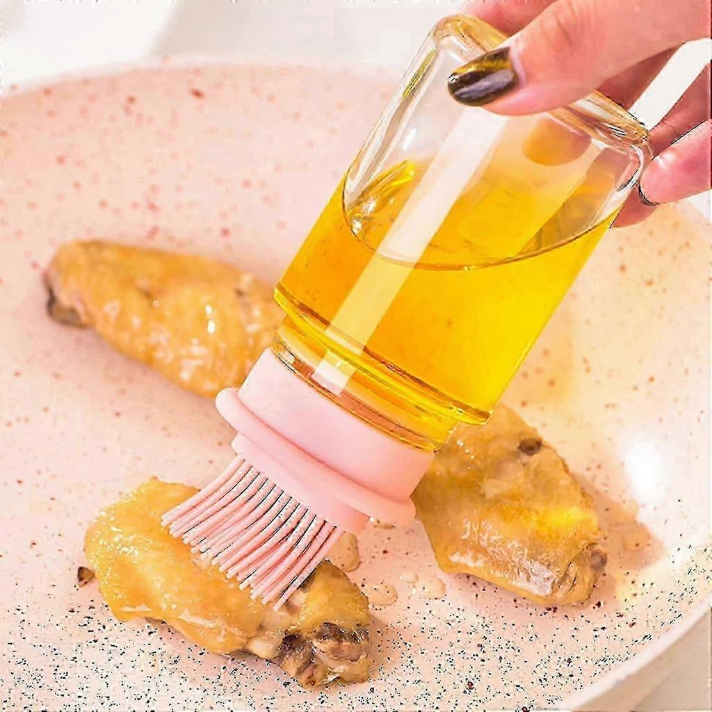 2 PCS 150ml Glass Oil Bottle with Silicone Brush, Pastry Brushes, Barbecue Brush, Oil Bottle Brush for Kitchen, Pastry, Barbecue