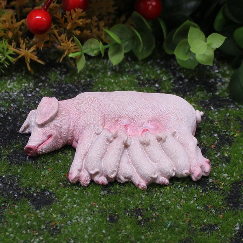 Landscape Micro Resin Pig And Piglet Ornament Farm Scene Decoration Home For
