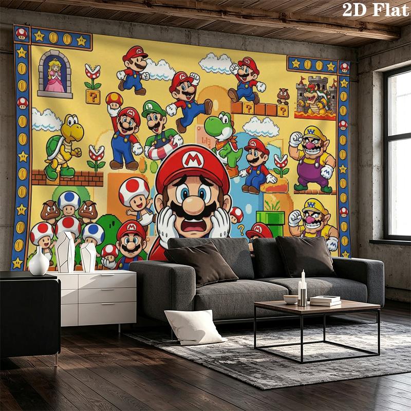 Super Bros Wall Tapestry Aesthetic Wall Hanging Printed Fabric Blanket Decorative Tapestries for Bedroom Living Room Home Decor