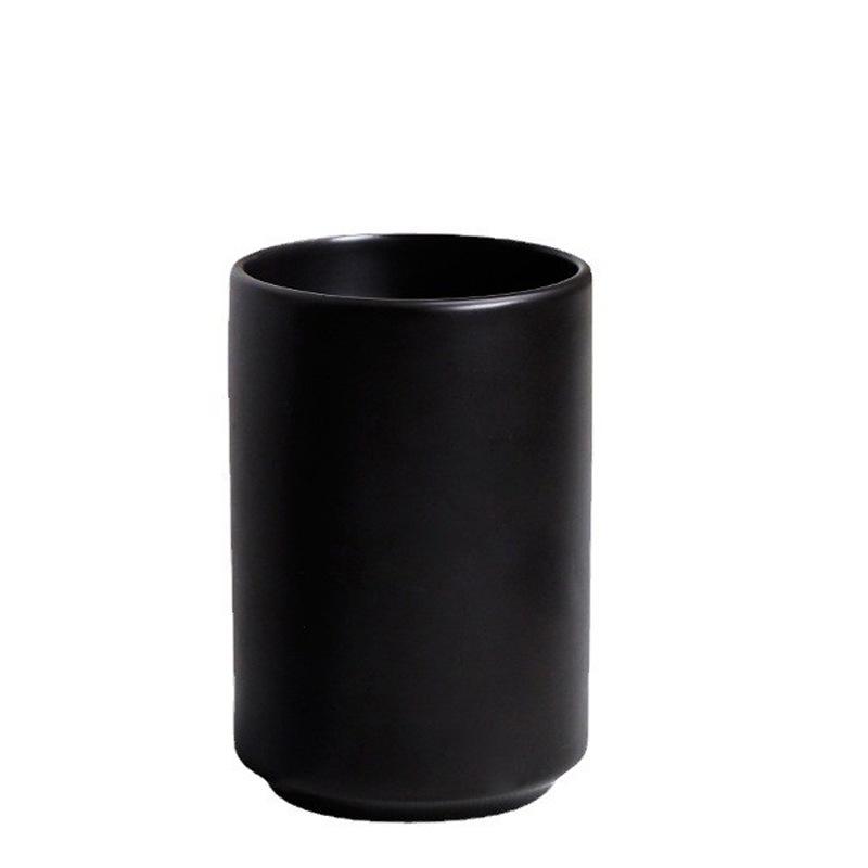 Simple Japanese Black and White Ceramic Straight Cup Tea Cup Without Handle Hotel Toothbrush Mouthwash Cup Mug