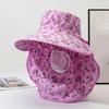 Floral Picking Tea Hat With Mask Neck Protection Hat Retro Sunshade Shawl Cap  Travel