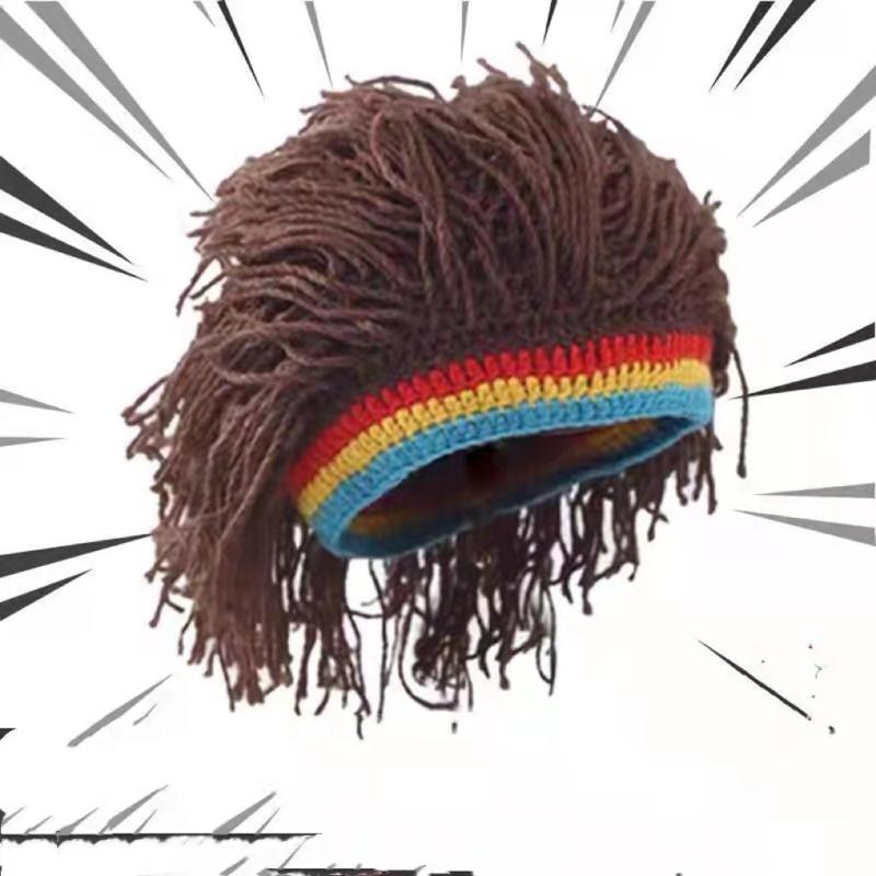 Perücken-Mützen für Männer Handgehäkelt Winter Warme Mütze Halloween Cosplay Mütze Feiertags-Geburtstagsgeschenke Lustige Party Sturmhaube