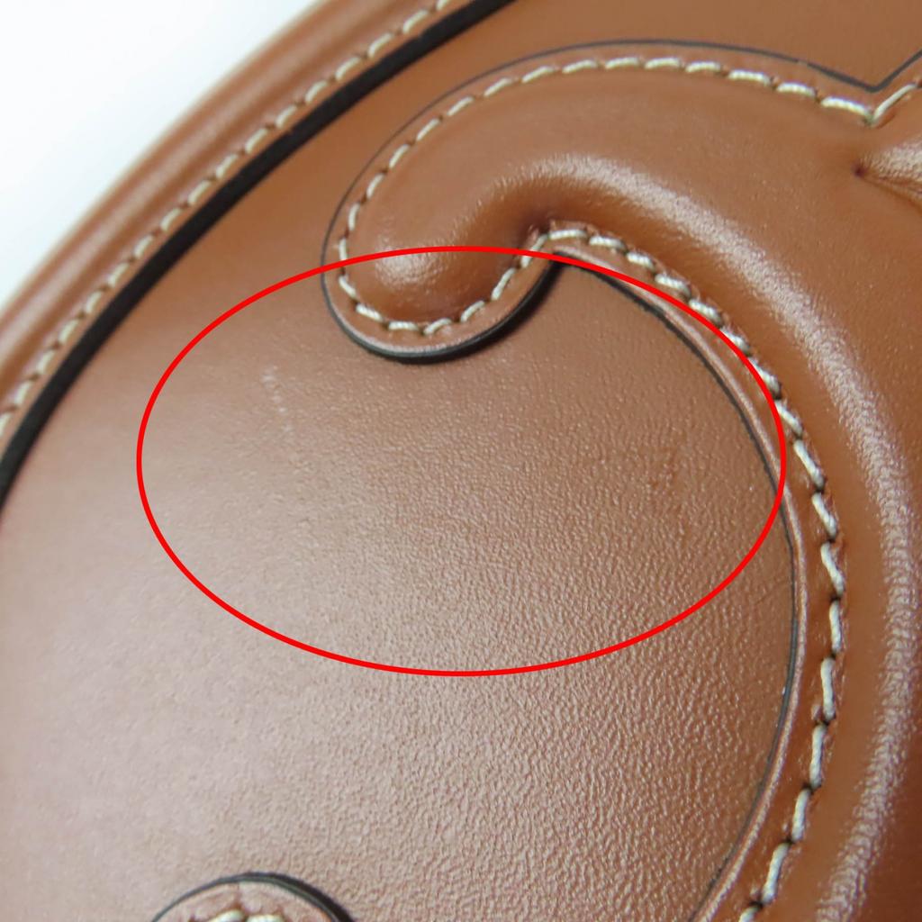 Great CELINE Shoulder Bag Cuill Triomphe Oval Purse Leather Leather Women 19860 Used