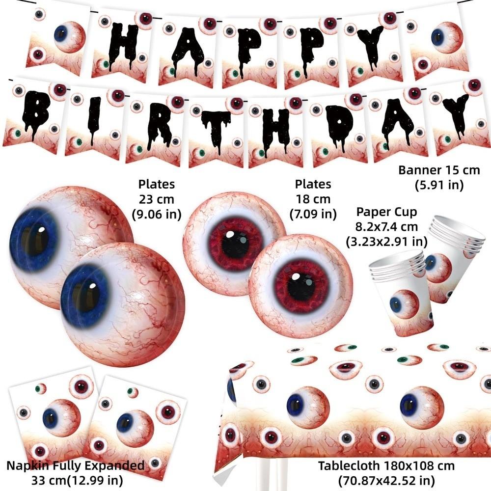 Plates Eyeballs Disposable Tableware Napkin Halloween Party Dinnerware  Party Accessories