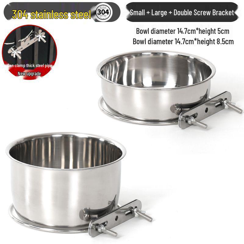 304 Stainless Steel Anti-Spill Hanging Pet Food Bowl for Cages