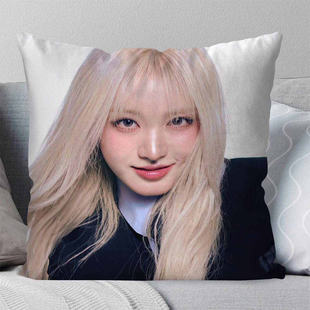 Liz Girlgroup I-ive Kissenbezug Quadratisches Kissen Schlafzimmer Sofa Freizeit Komfort Kissen Auto Wohnzimmer Heimdekoration 40X40