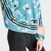 adidas Essentials 3-Stripes Animal Print High Pile Cropped Half-Zip Long Sleeve Sweatshirt Women Tops Blue IY0148