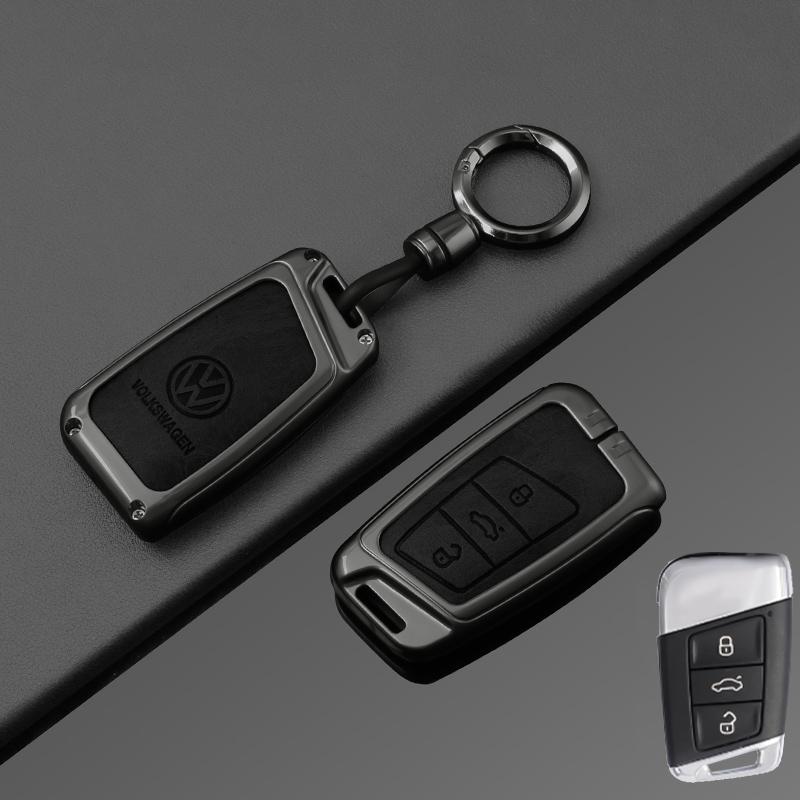 For VOLKSWAGEN VW VW Zinc Alloy Leather Car Key Case Cover For Volkswagen Tiguan MK2 Magotan Passat B8 CC Shell Fob key chain Ac