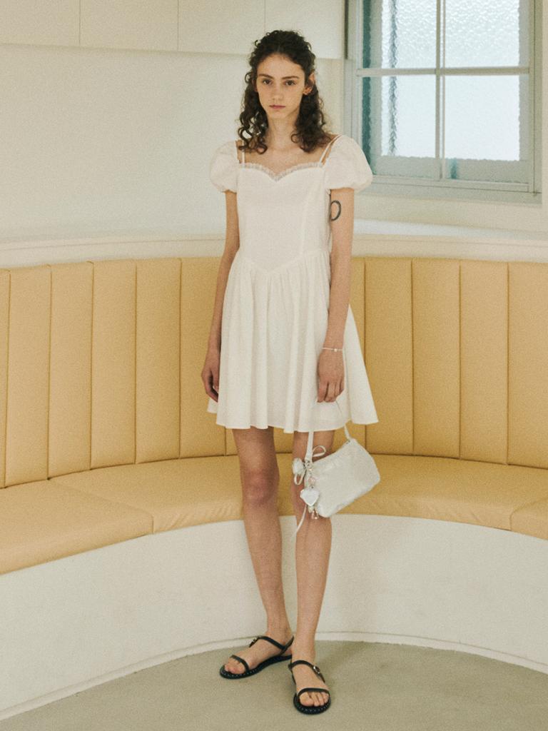 OUEL Cotton Off-Shoulder Mini Dress_White